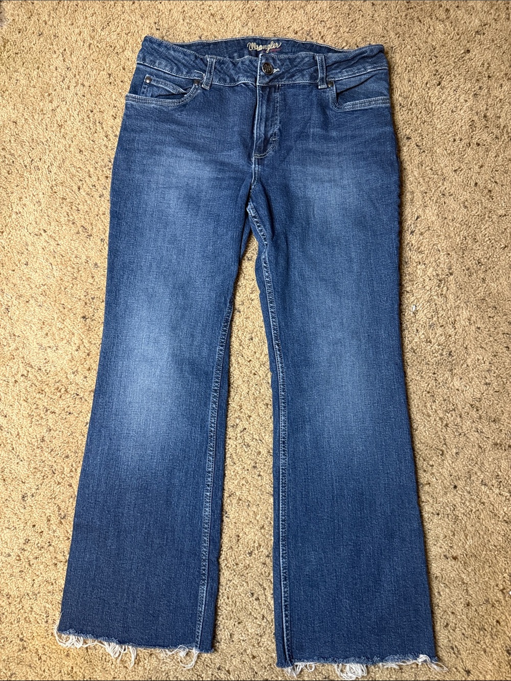 Wrangler Women's Medium Blue Flare Jeans with Raw Hem